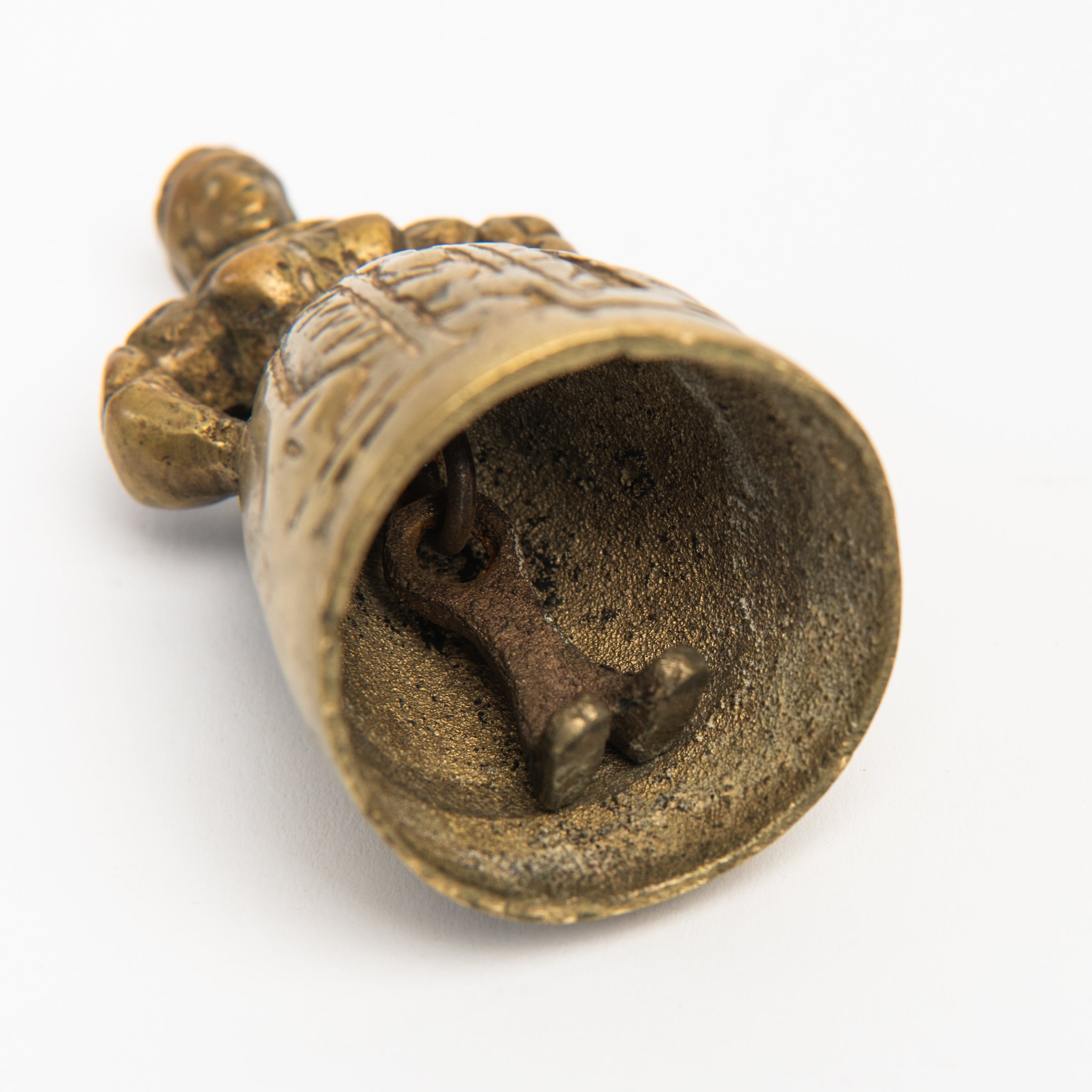 Vintage Brass Lady Bell on a white background at Addison West
