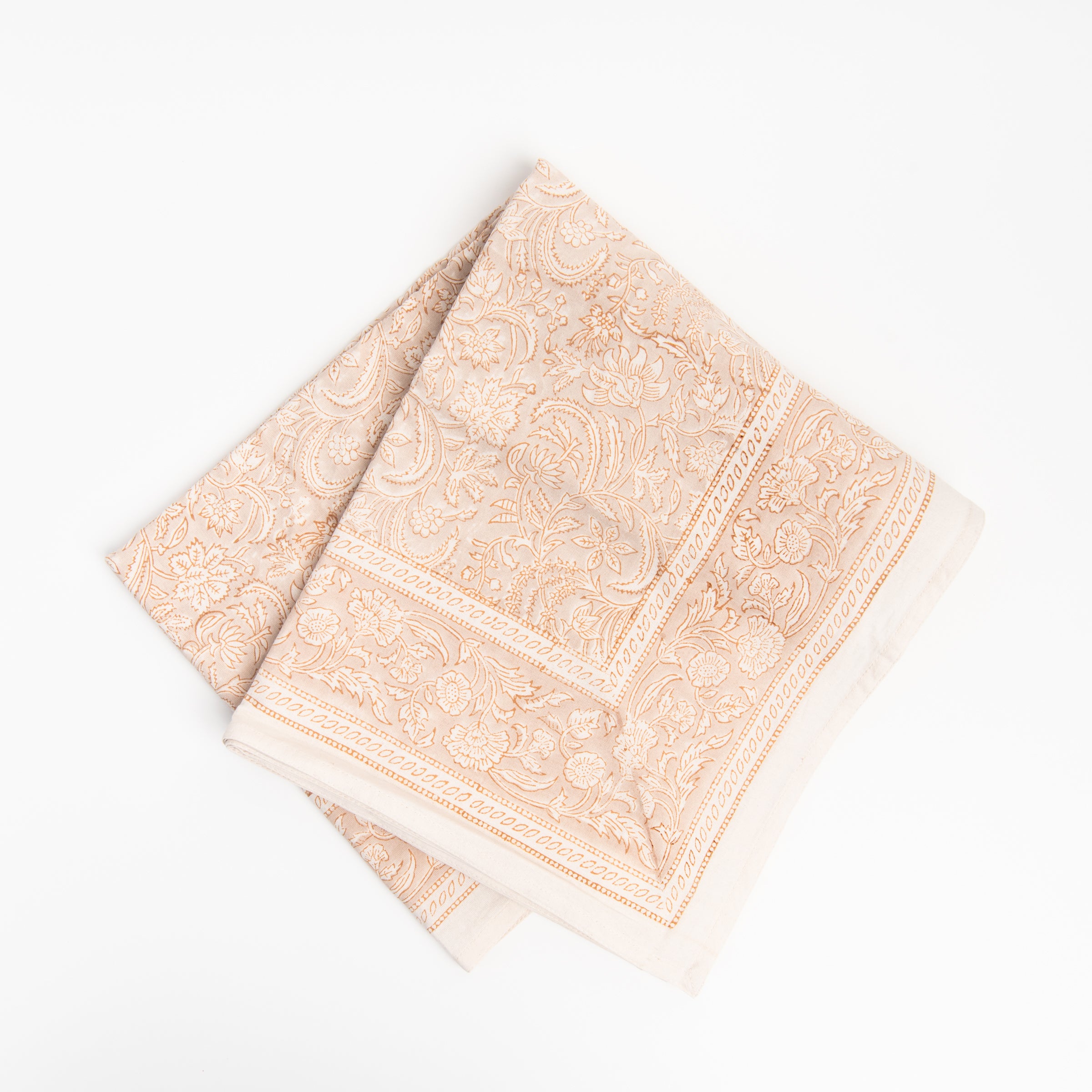 Clementine Block Print Tablecloth on a white background at Addison West