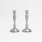Vintage Wilton Tall Pewter Candlesticks on a white background at Addison West