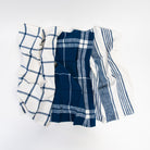 Navy Kitchen Towels, Set of Three on a white background at Addison West