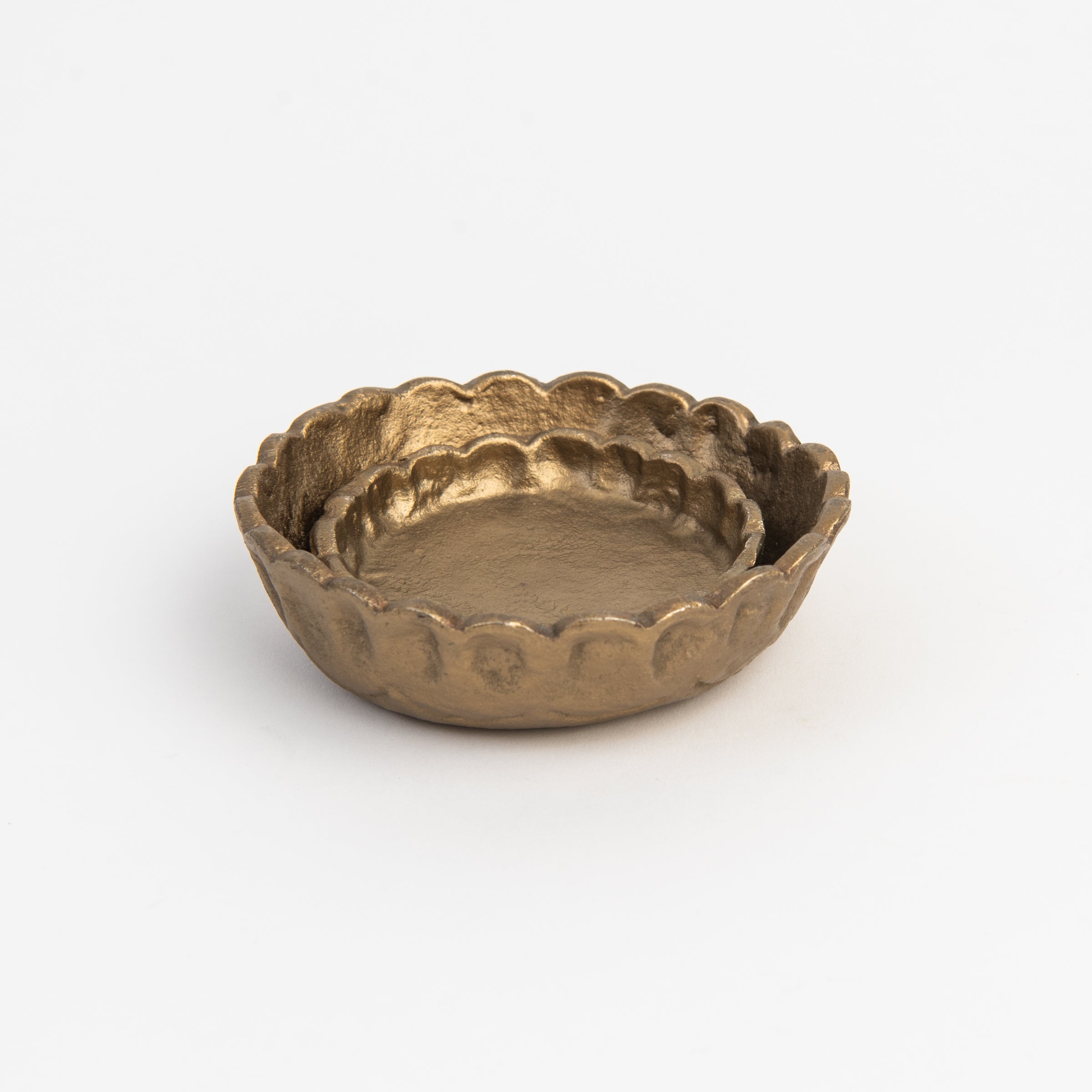 Scalloped Iron Catchalls, Set of 2 on a white background at Addison West