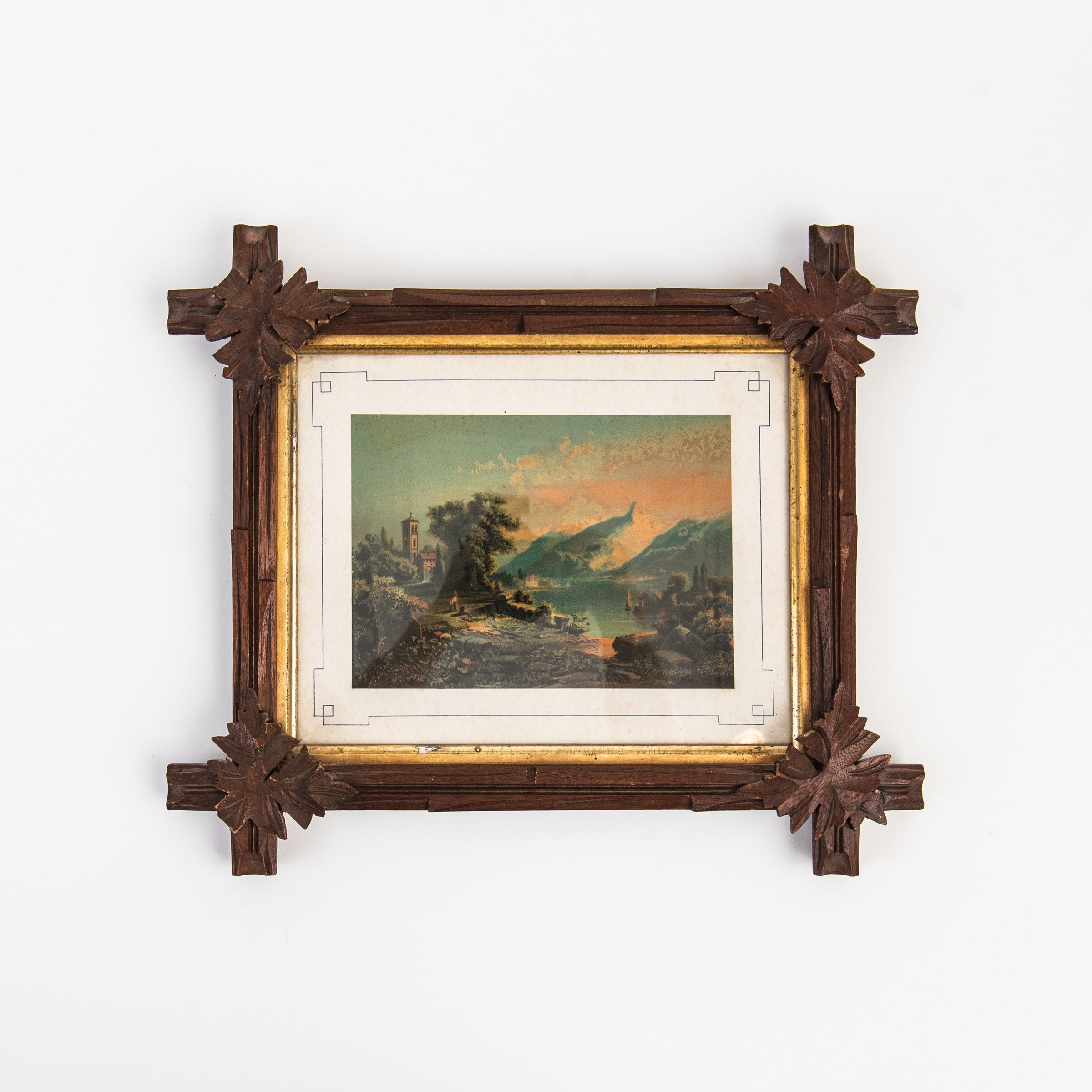 Vintage Adirondack Frame and Evening on the Lake Print on a white background at Addison West