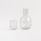 Emily Embossed Glass Carafe and Cup Set on a white background at Addison West