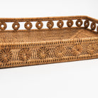 Close up of Ingrid Rattan Rectangular Tray on a white background at Addison West