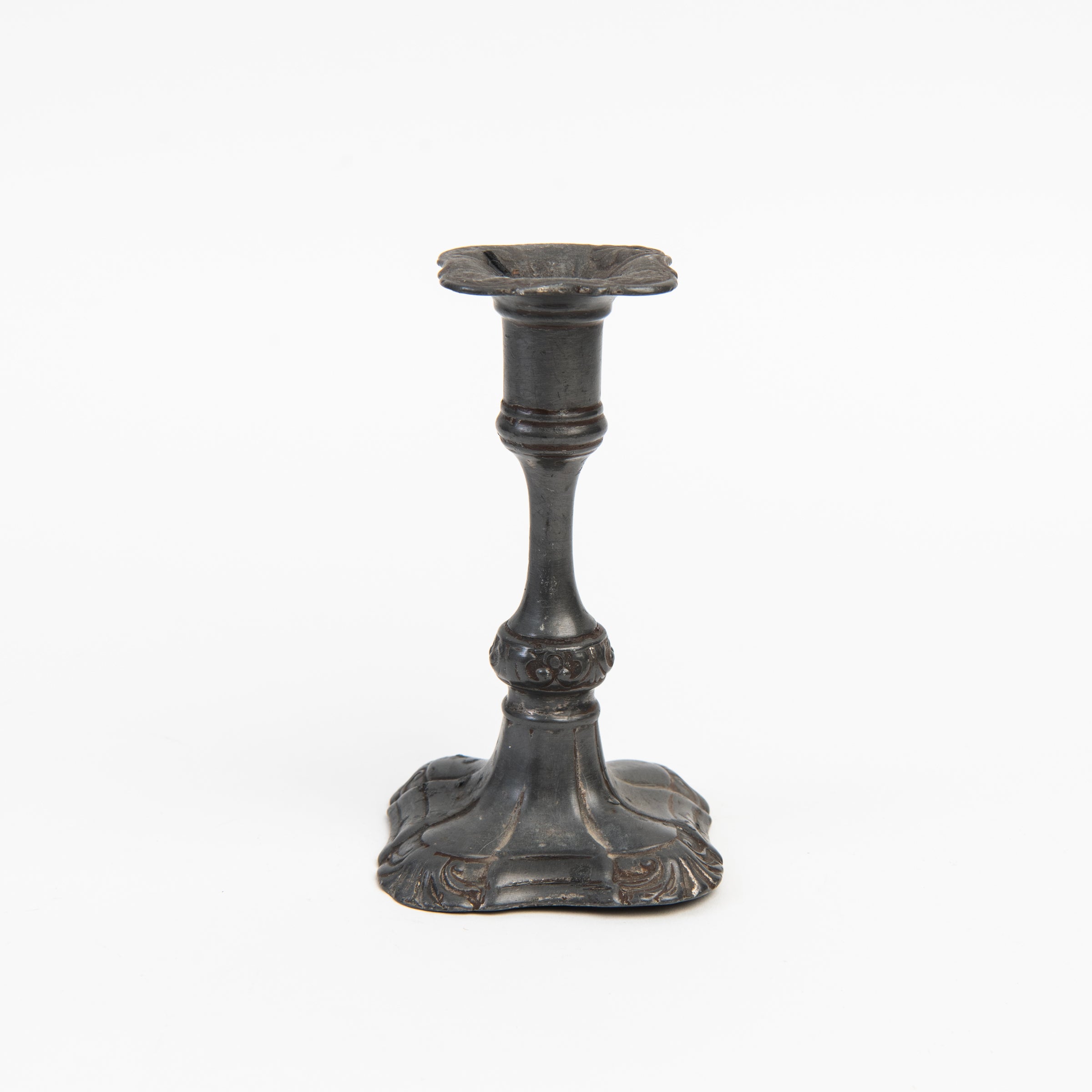 Vintage Pewter Candlestick on a white background at Addison West