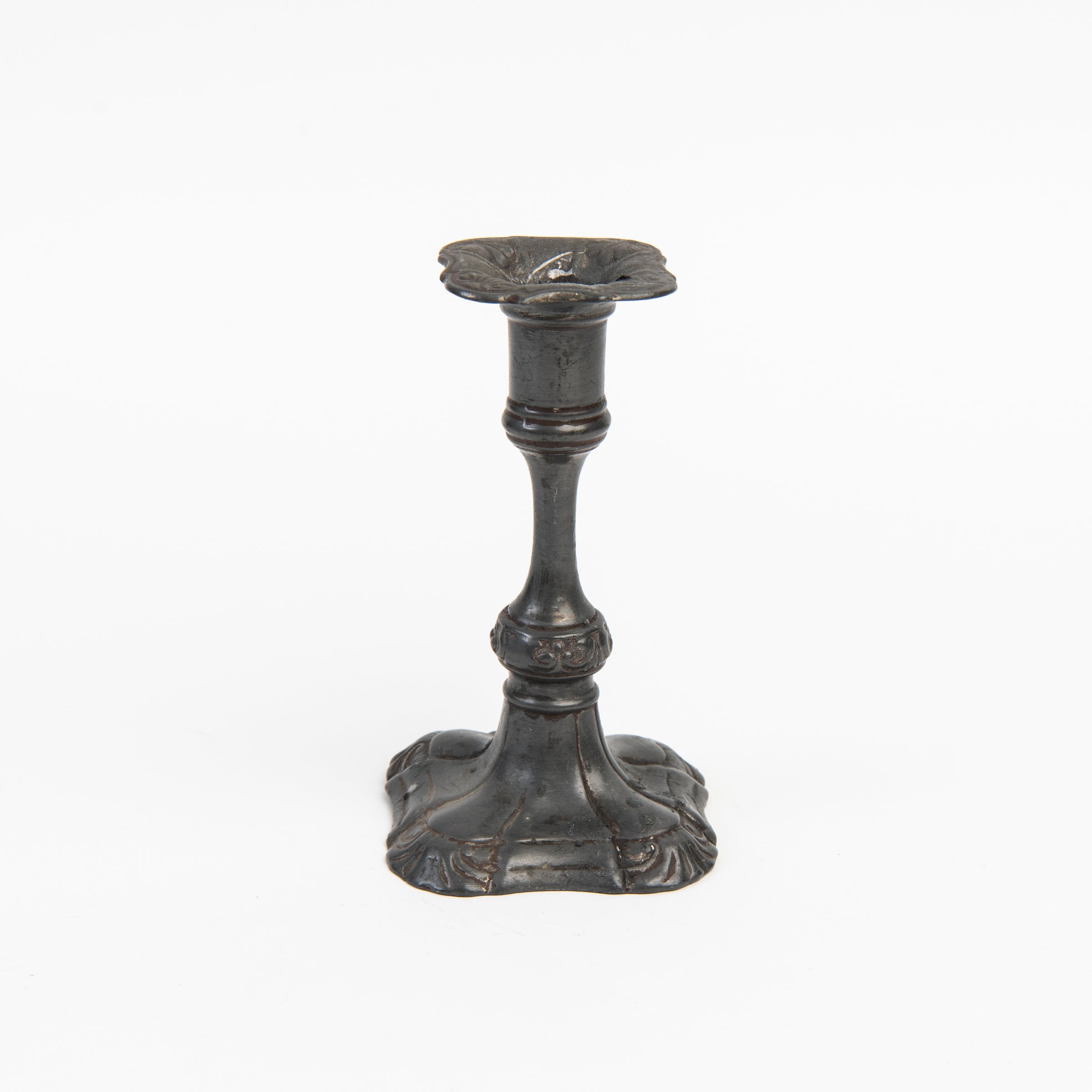 Vintage Pewter Candlestick on a white background at Addison West