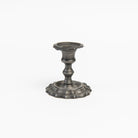 Vintage Short Pewter Candlestick on a white background at Addison West