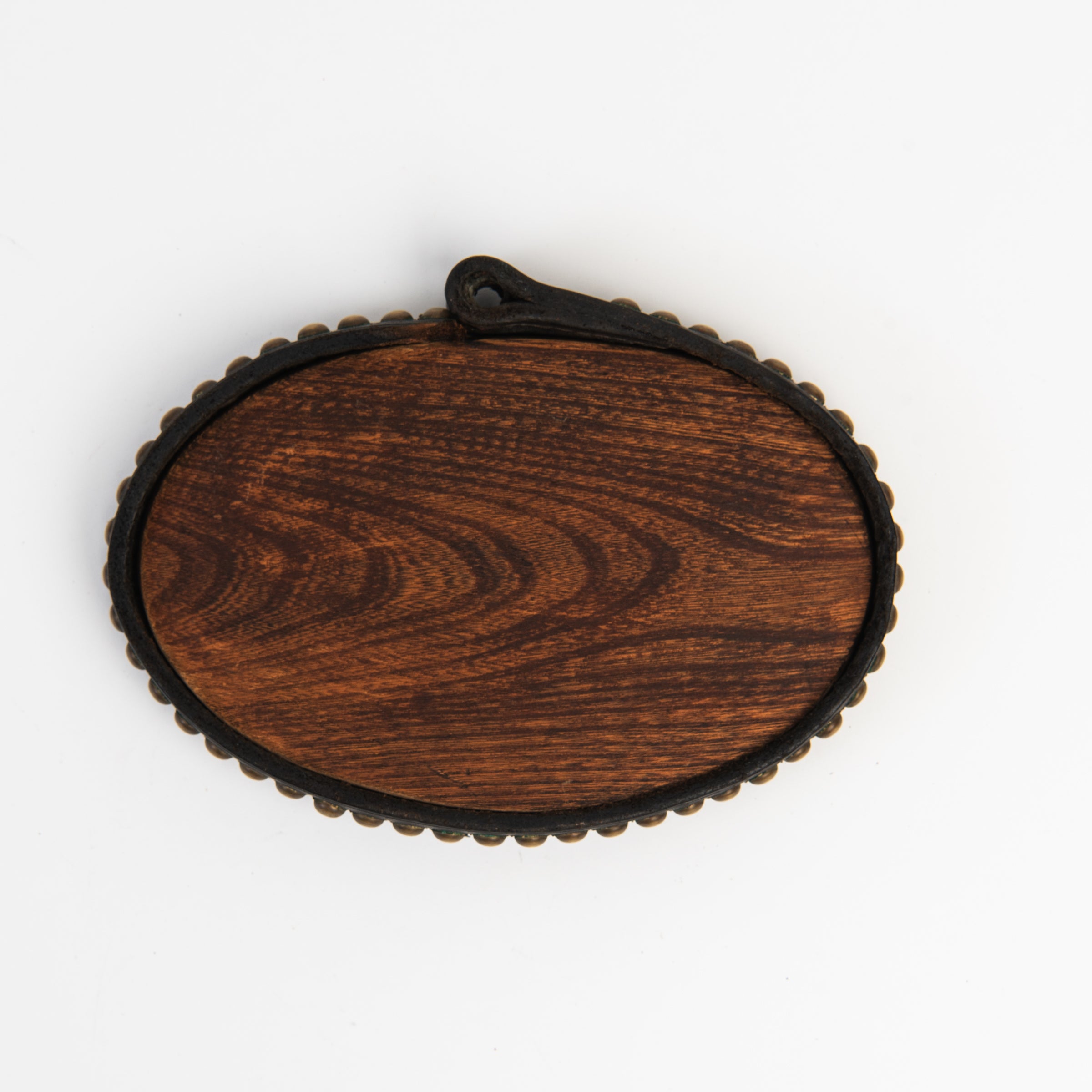 Back of Vintage Folk Art Painted Wood on a white background at Addison West