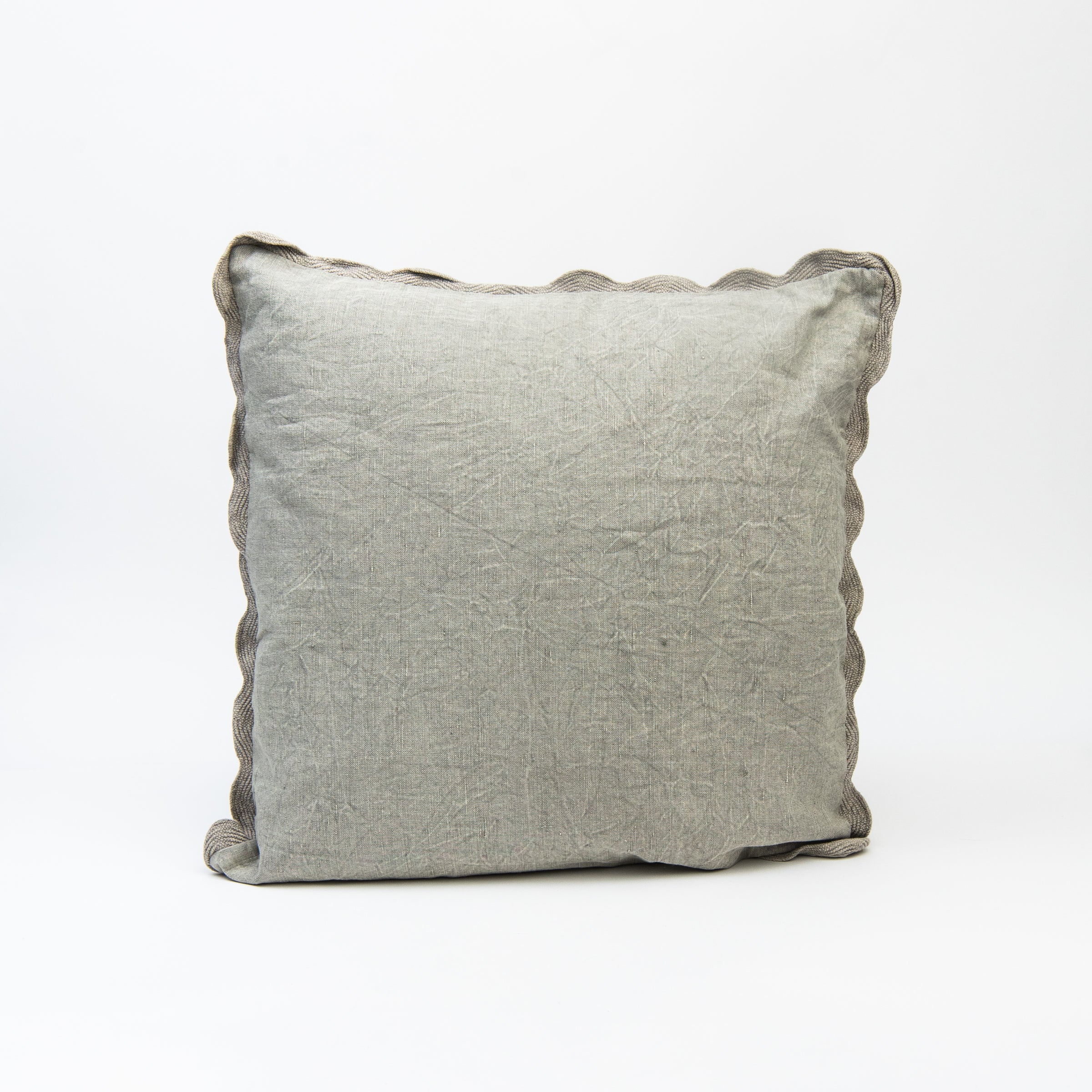 Scalloped Edge 20" Pillow in Sage Green on a white background at Addison West