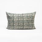 Tulsi Block Print Pillow in Deep Sea, 16"x24" on a white background at Addison West