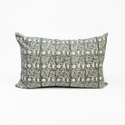 Tulsi Block Print Pillow in Deep Sea, 16"x24" on a white background at Addison West