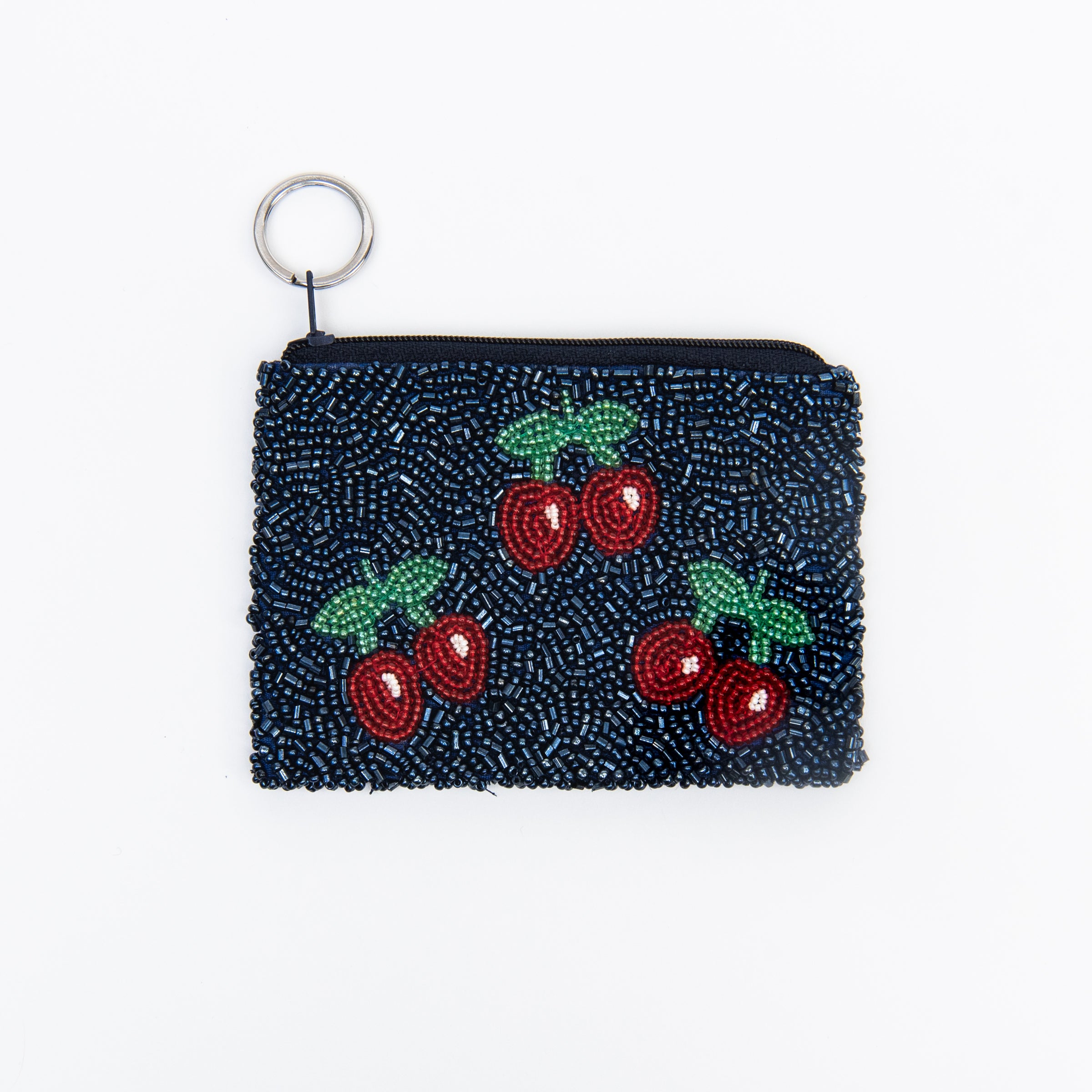 Cherries Beaded Coin Purse on a white background at Addison West
