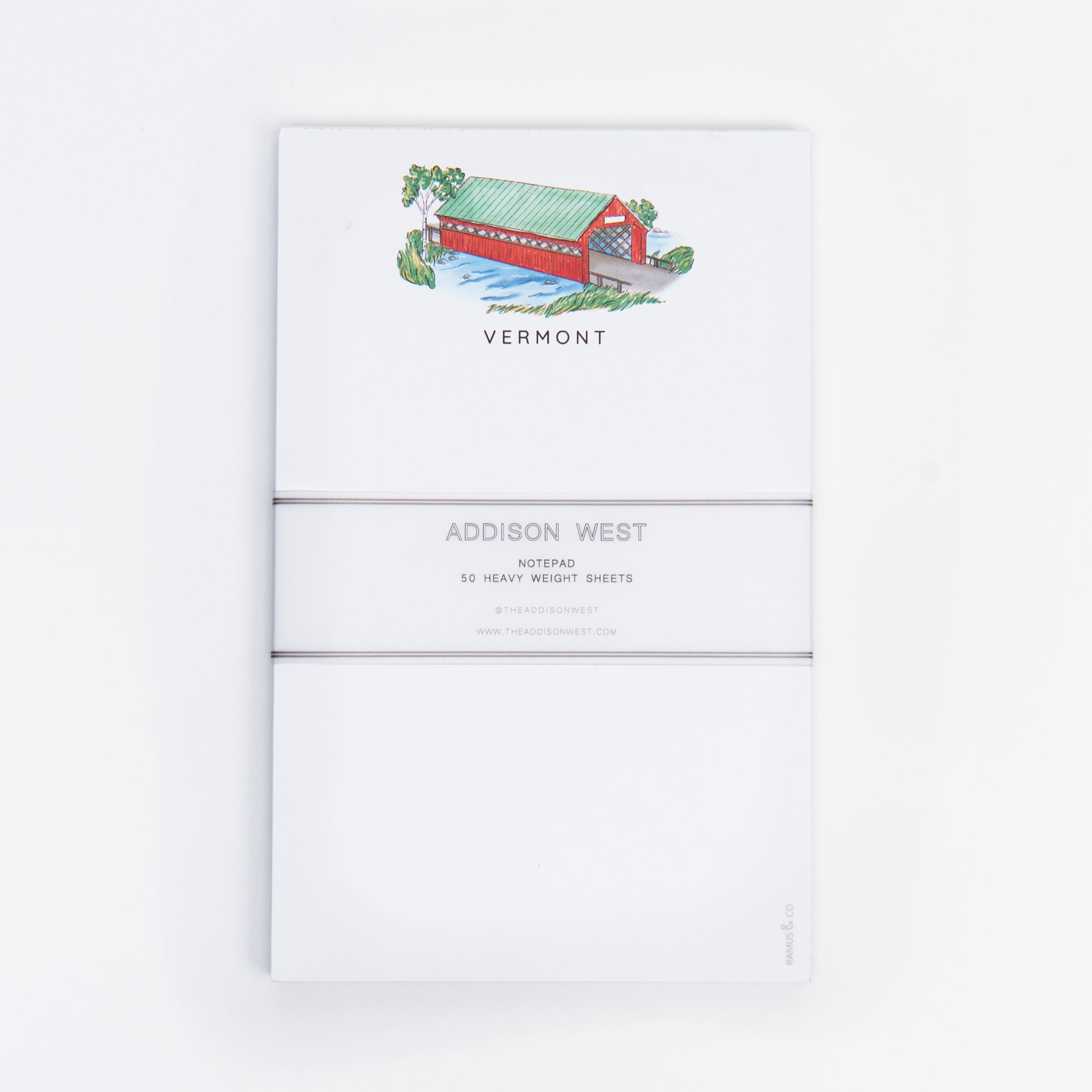 Vermont Bridge Notepad on a white background at Addison West