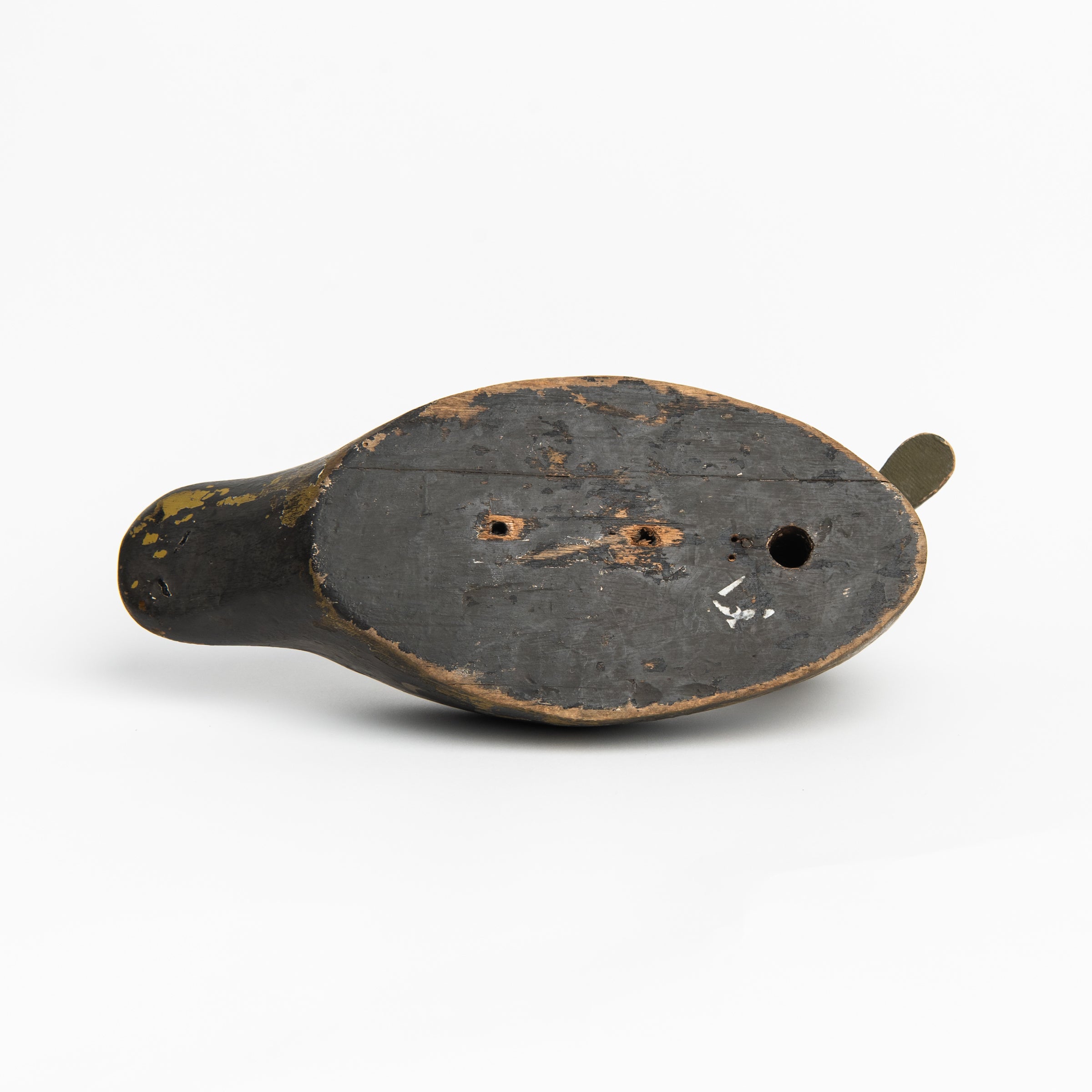 Bottom of Vintage Wood Decoy on a white background at Addison West