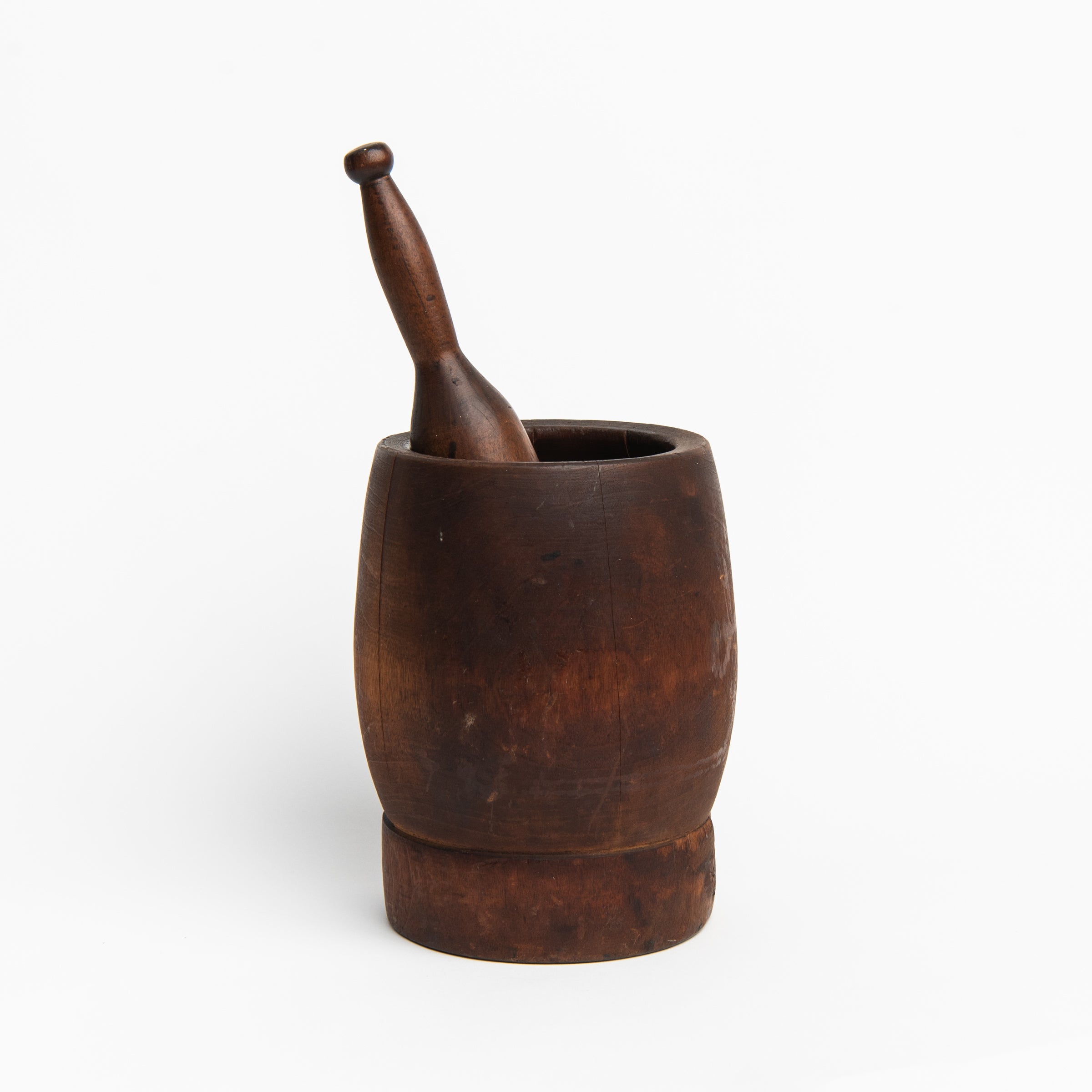 Vintage Wood Mortar and Pestle on a white background at Addison West