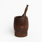 Vintage Wood Mortar and Pestle on a white background at Addison West