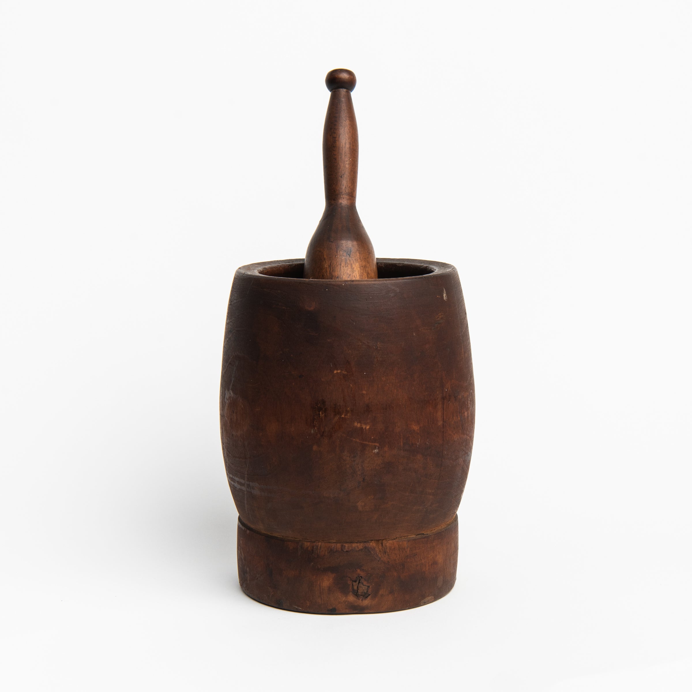 Vintage Wood Mortar and Pestle on a white background at Addison West