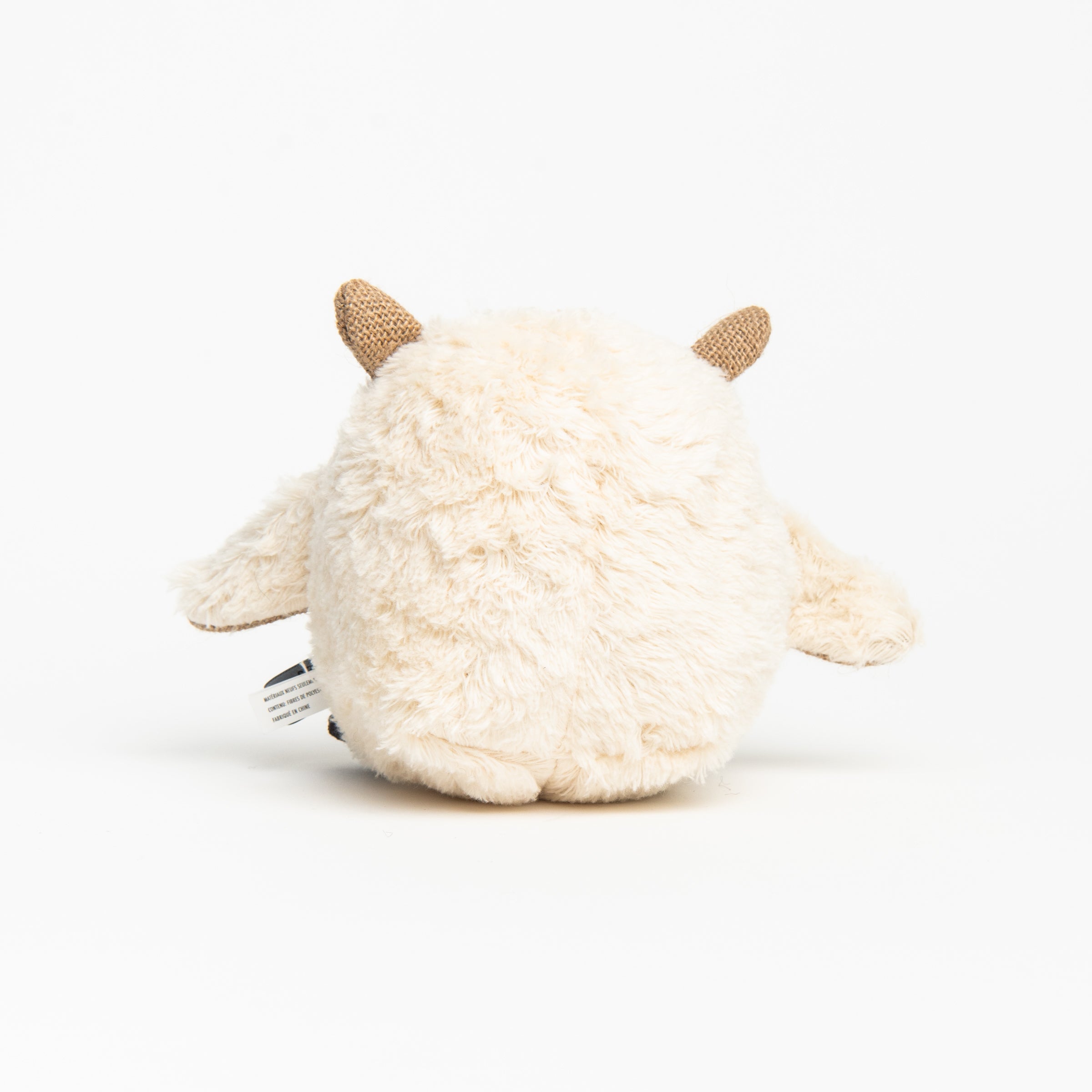 Back of Whoooo's There Owl Dog Toy on a white background at Addison West