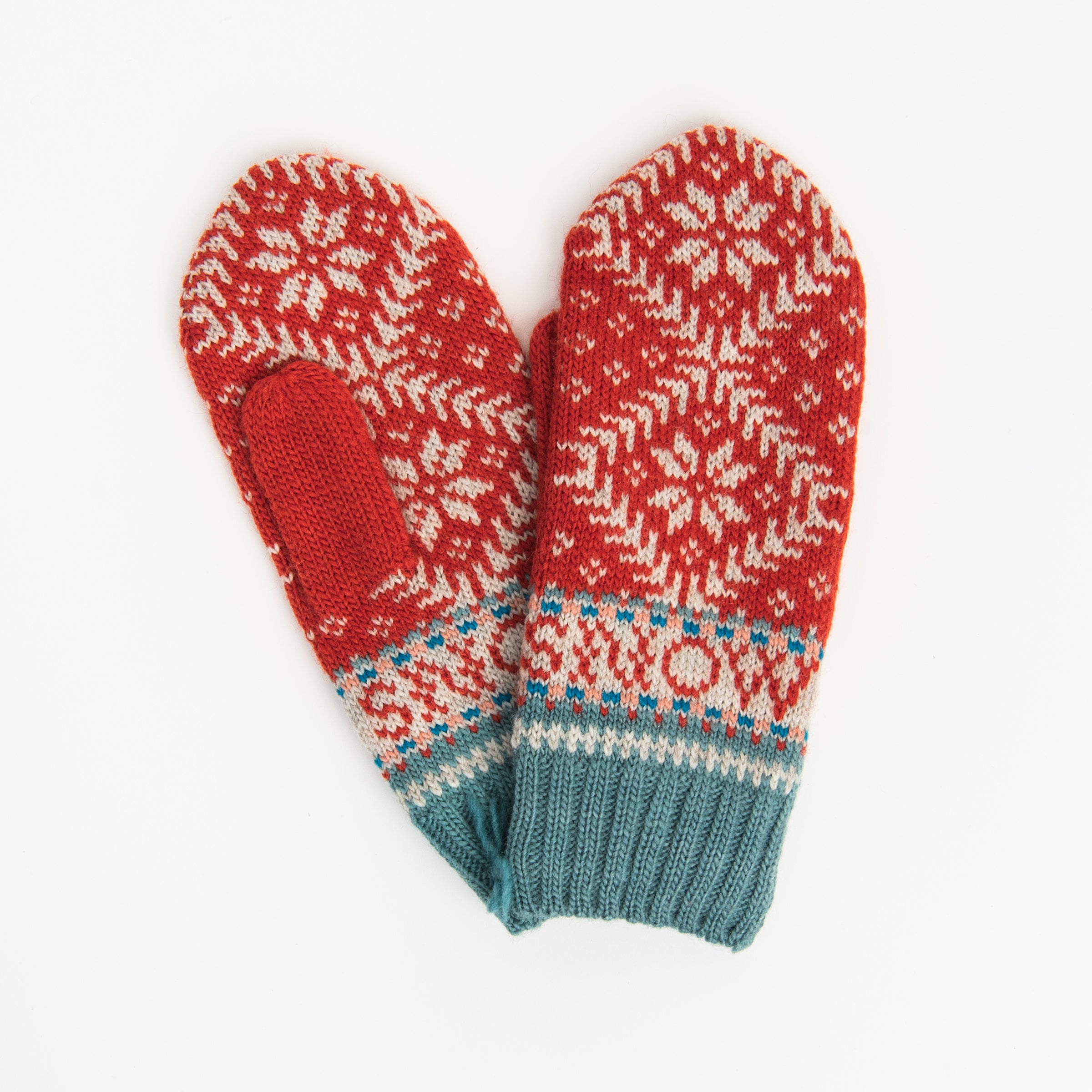 Novelty Nordic Mitten in Tomato on a white background at Addison West