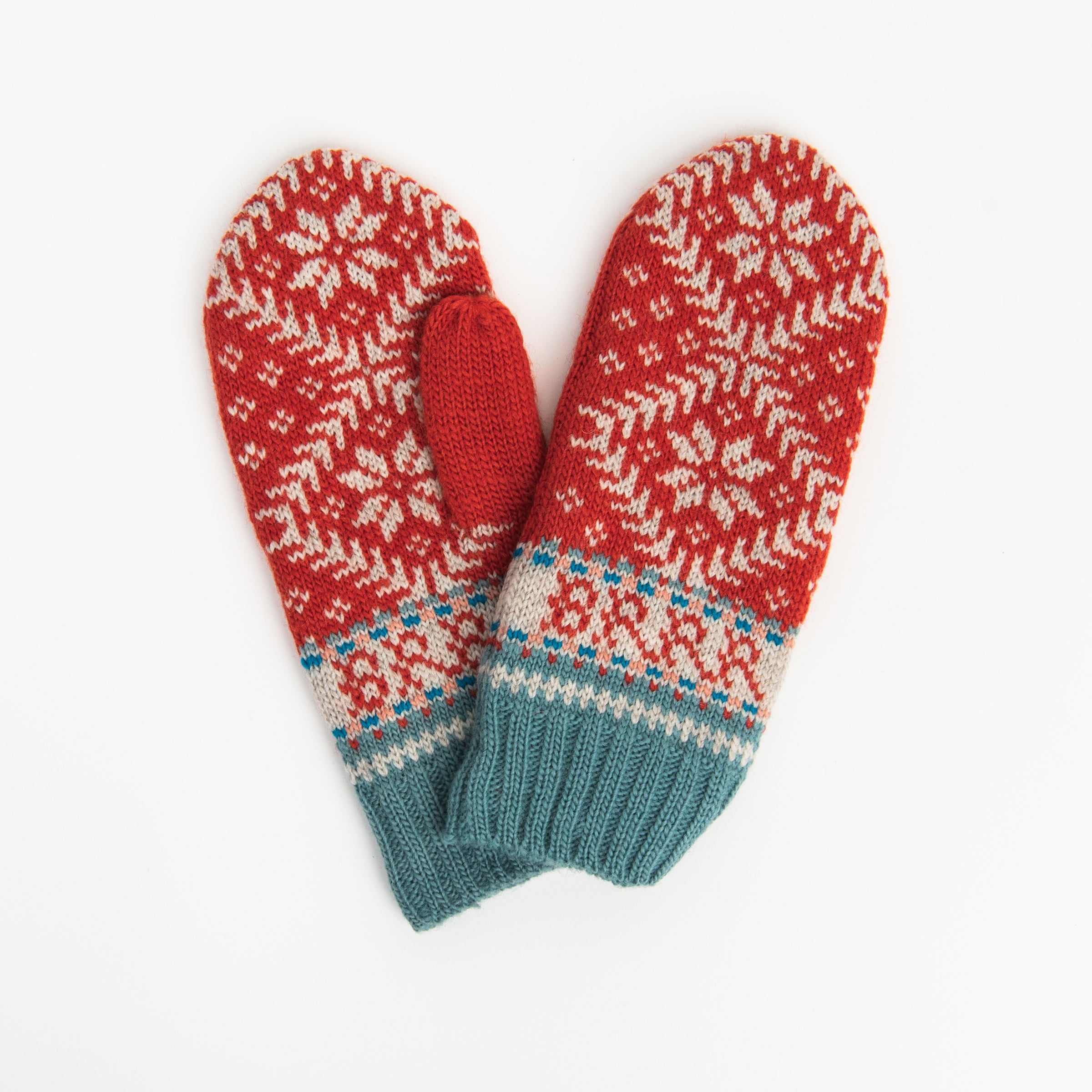 Novelty Nordic Mitten in Tomato on a white background at Addison West