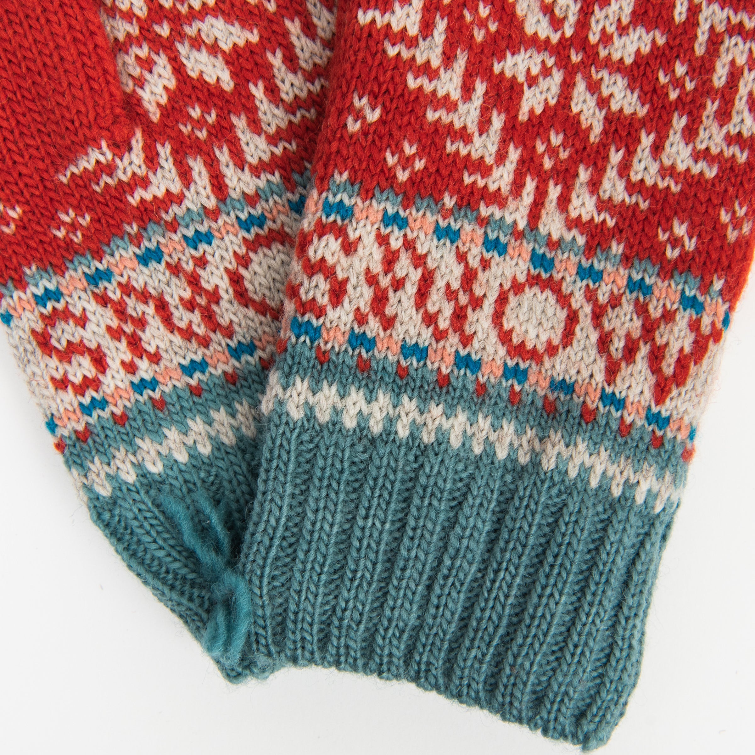 Novelty Nordic Mitten in Tomato on a white background at Addison West