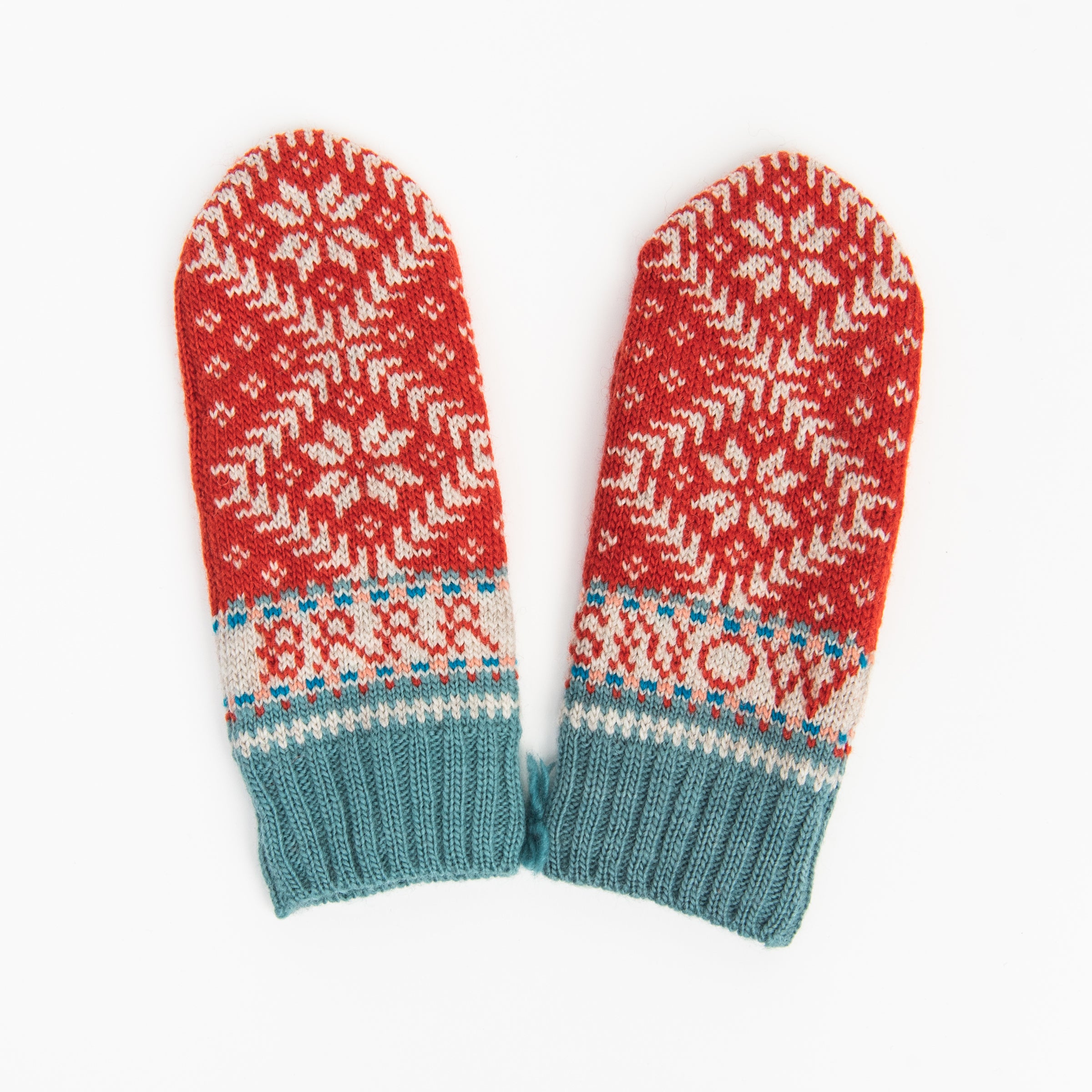Novelty Nordic Mitten in Tomato on a white background at Addison West