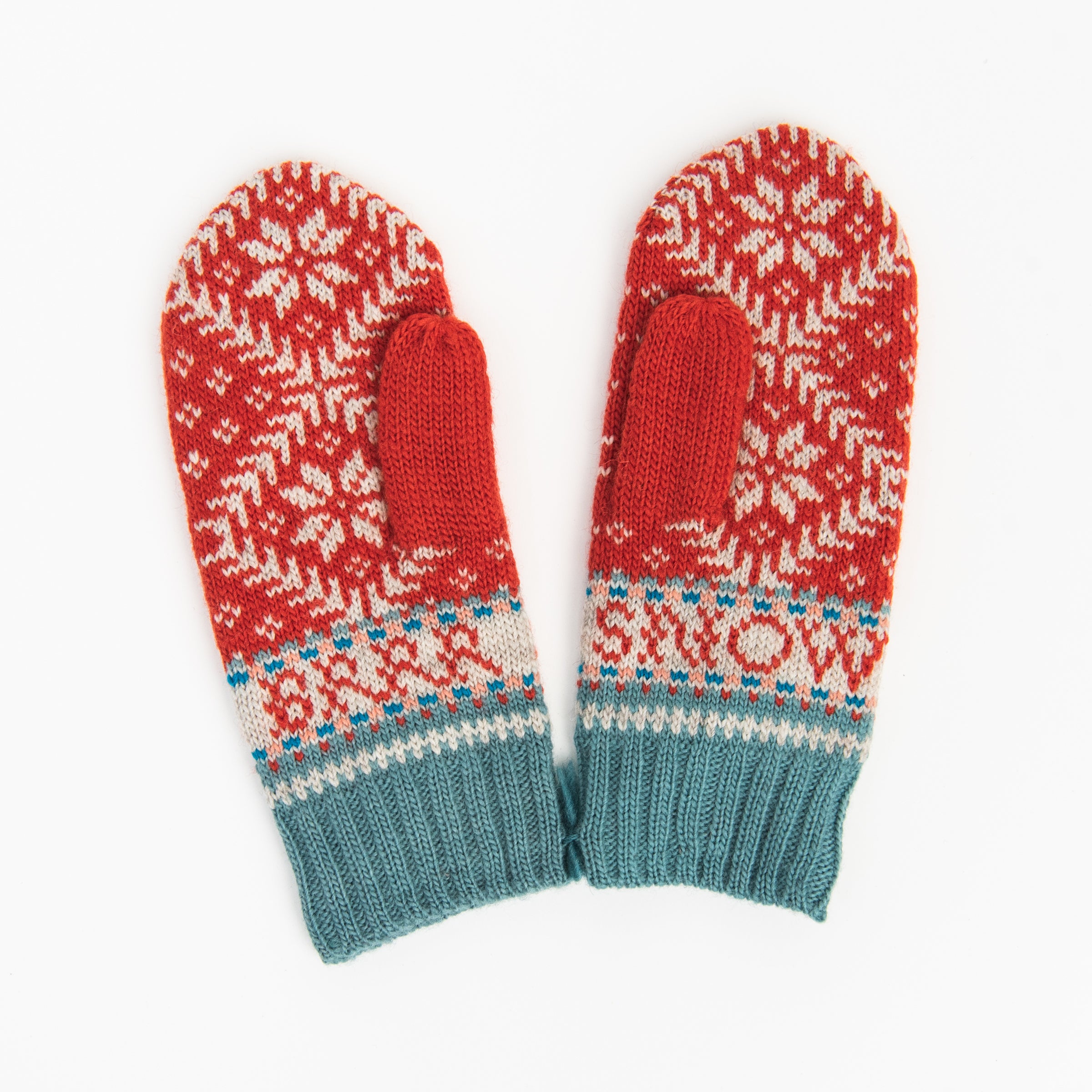 Novelty Nordic Mitten in Tomato on a white background at Addison West