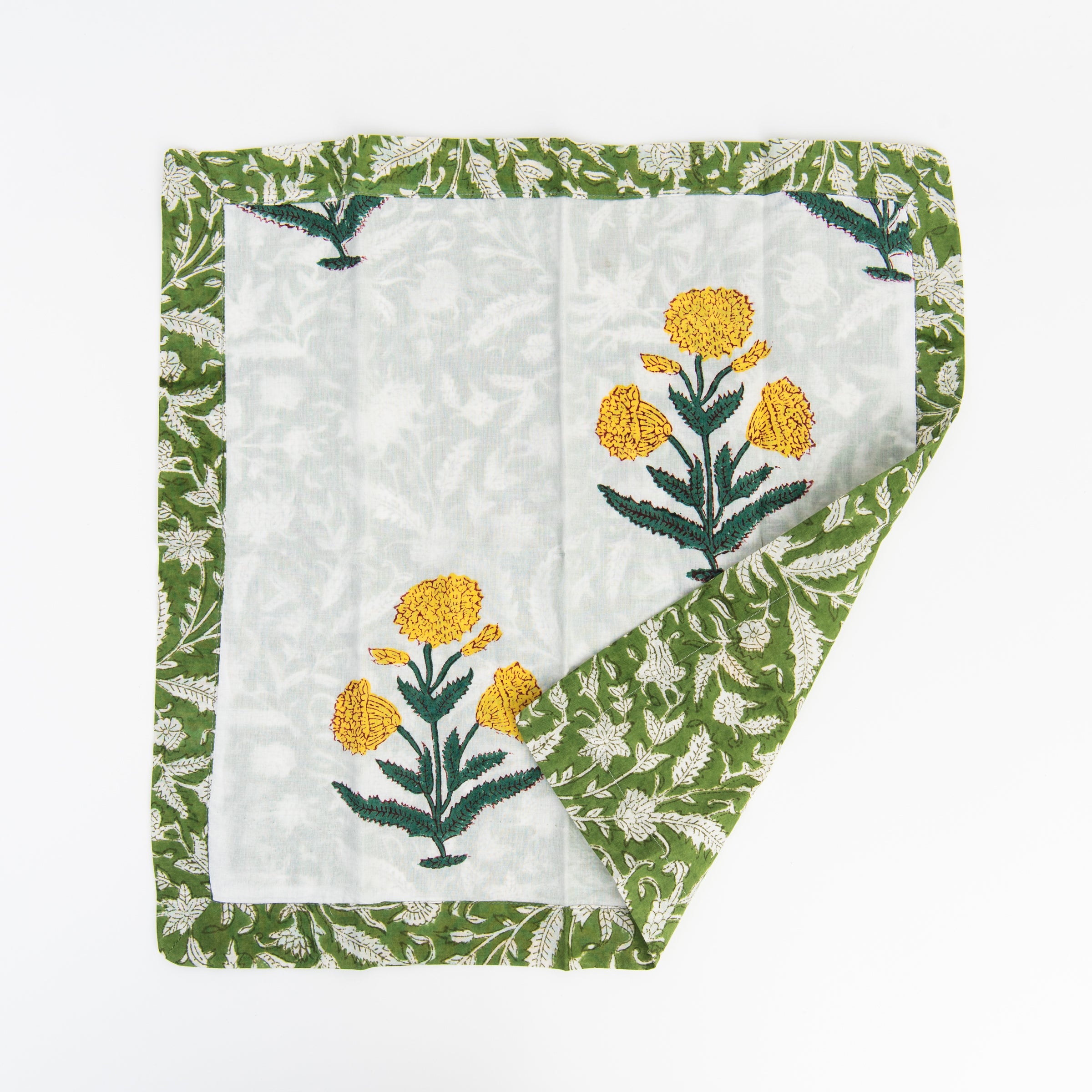 Vermont Handmade Napkins in New Green on a white background at Addison West