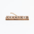 Vermont Scrabble Ornament on a white background at Addison West