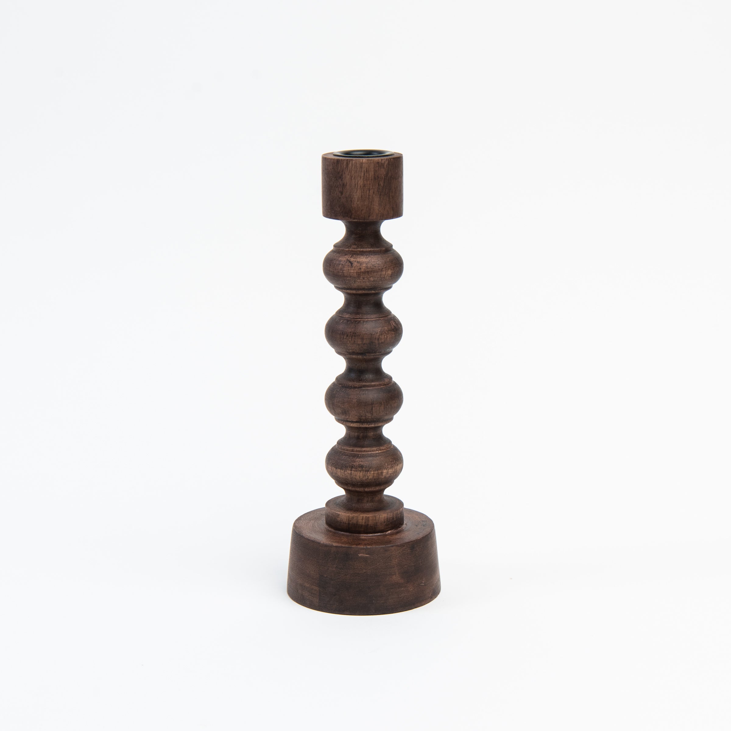 Woodspun Candle Holder on a white background at Addison West