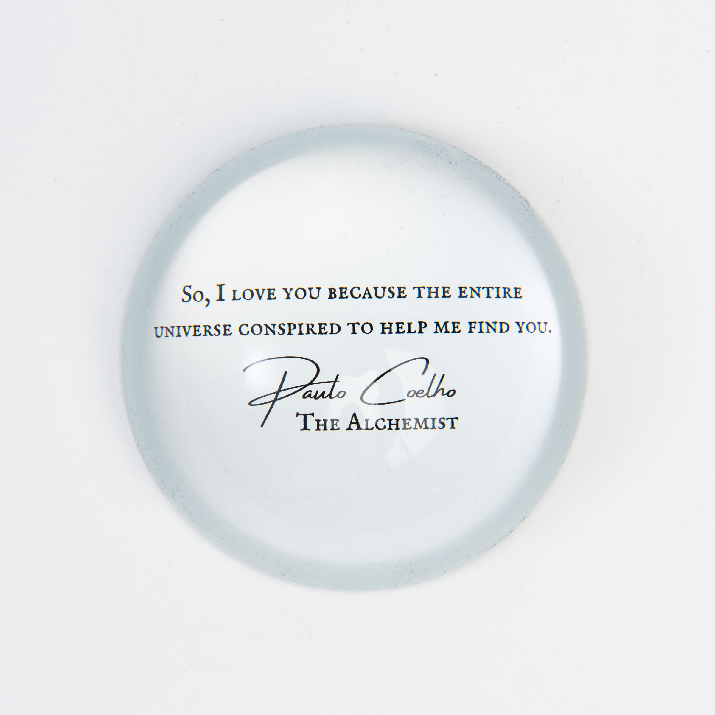The Alchemist Paulo Coelho Quote Paperweight on a white background at Addison West