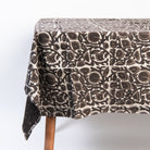 Celeste Block Print Tablecloth, 60" x 104" on a white background at Addison West