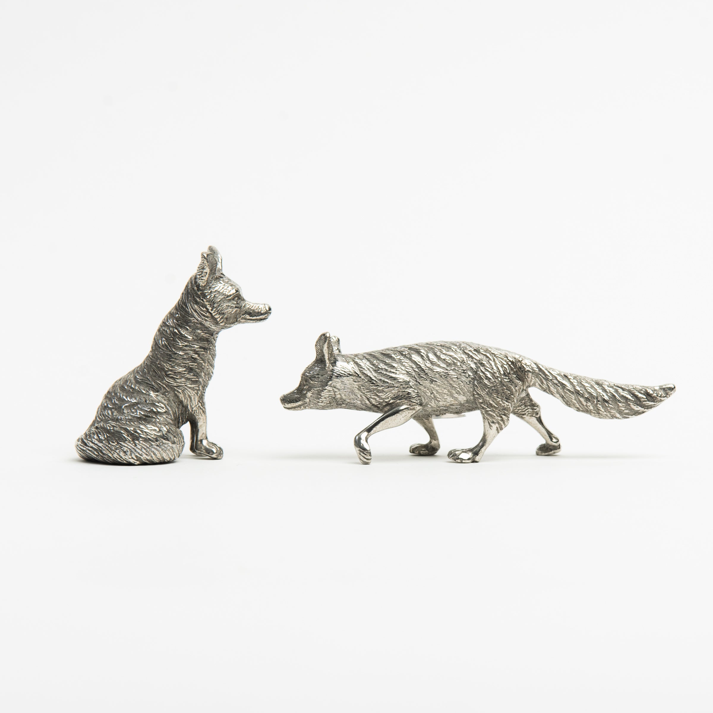 Pewter Foxes Salt & Pepper Set on a white background at Addison West