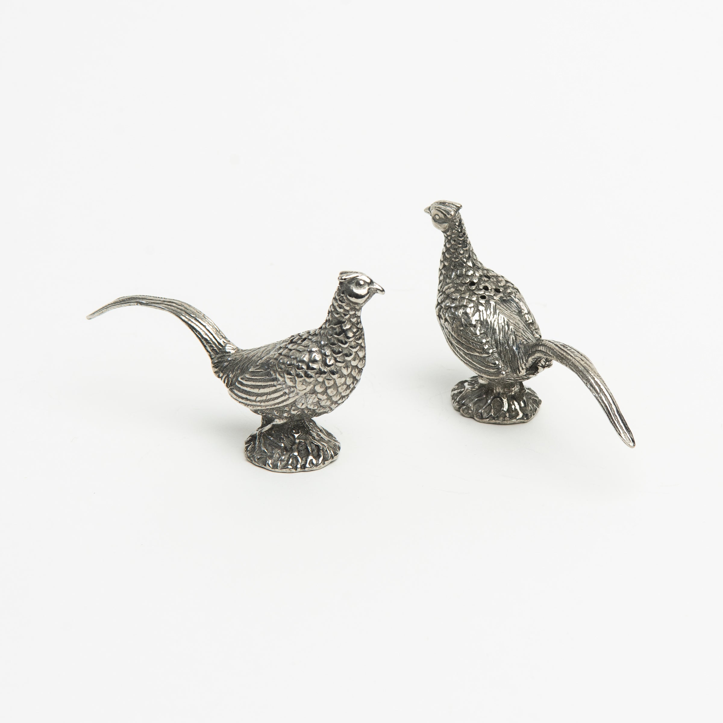Pewter Pheasants Salt & Pepper Set on a white background at Addison West