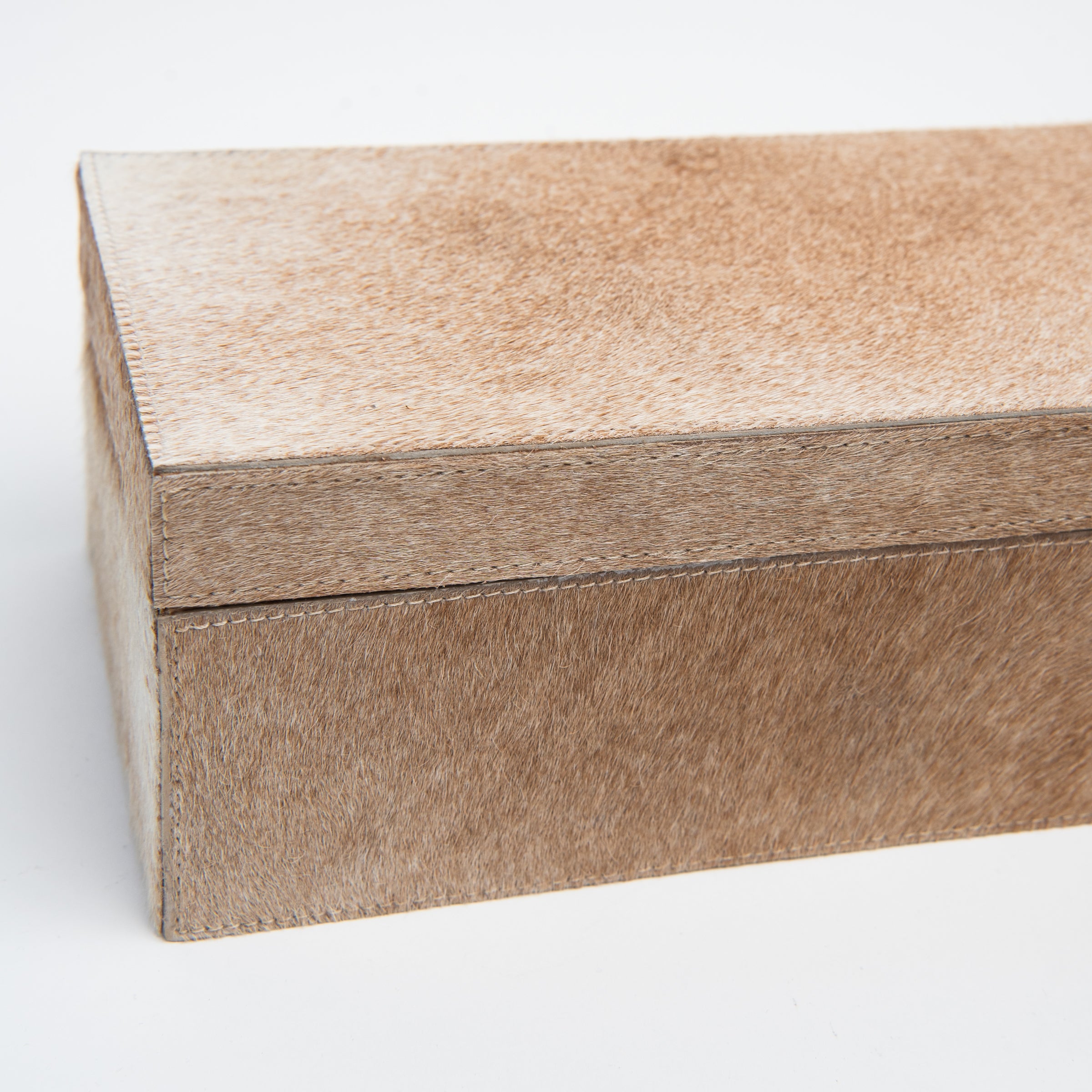 Close up of Medium Harrington Hide Box on a white background at Addison West