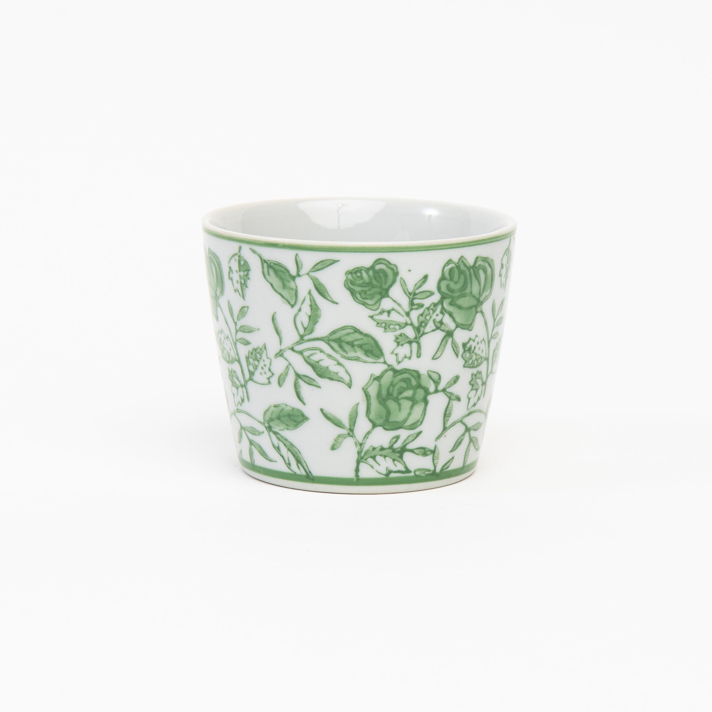 Mini Countryside Cachepots in Green on a white background at Addison West