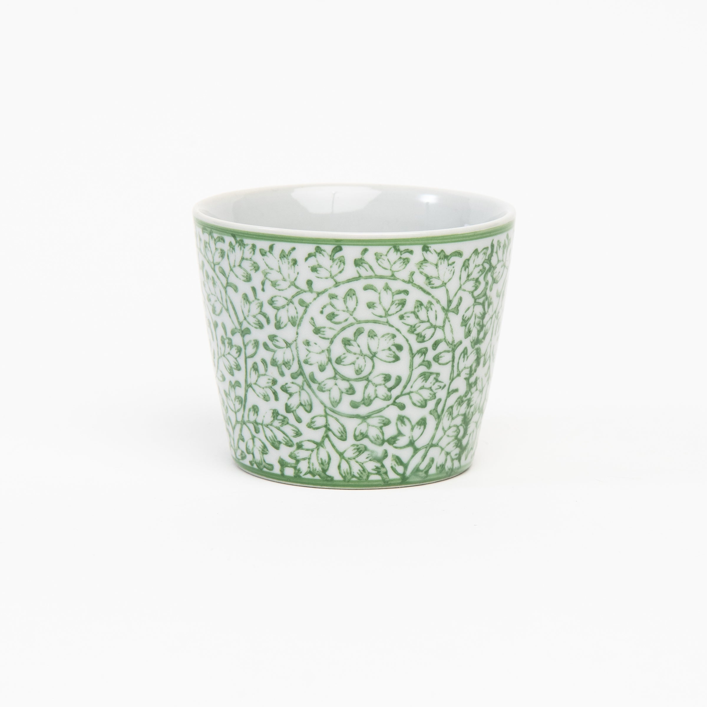 Mini Countryside Cachepots in Green on a white background at Addison West