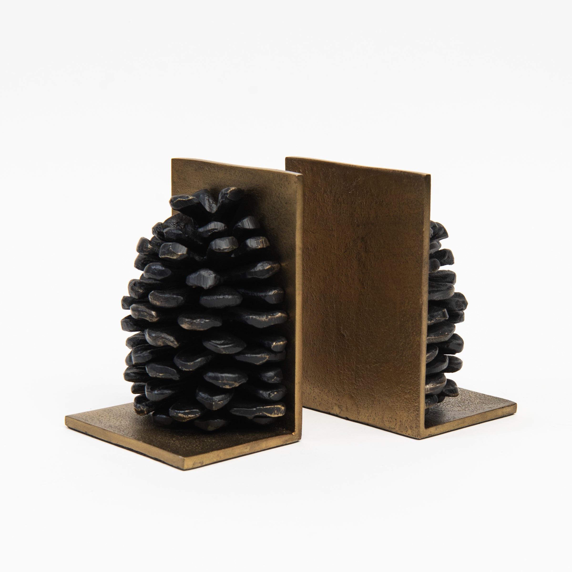 Pinecone Cast Iron Bookends on a white background at Addison West