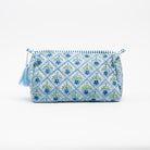 Large Mona Print Toiletry Bag in Blue on a white background at Addison West