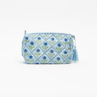 Small Mona Print Toiletry Bag in Blue on a white background at Addison West
