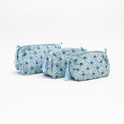 Mona Print Toiletry Bag in Blue on a white background at Addison West