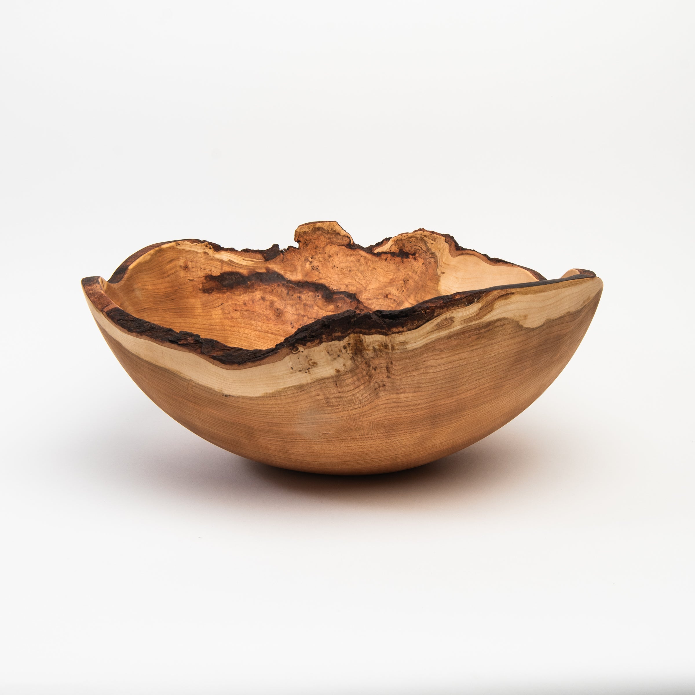 18" Live Edge Cherry Bowl on a white background at Addison West