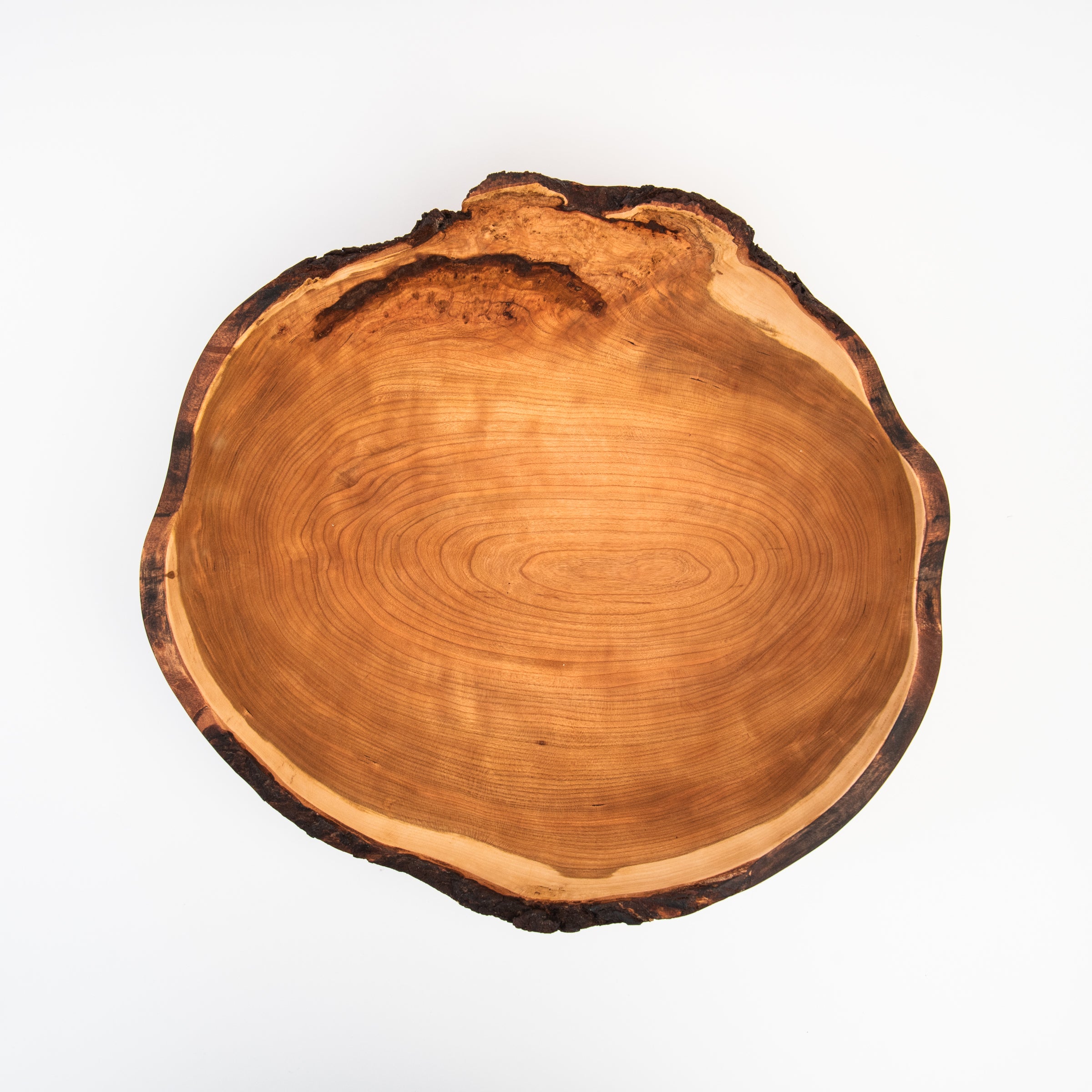 18" Live Edge Cherry Bowl on a white background at Addison West