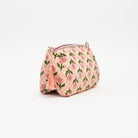 Mona Print Toiletry Bag in Pink on a white background at Addison West