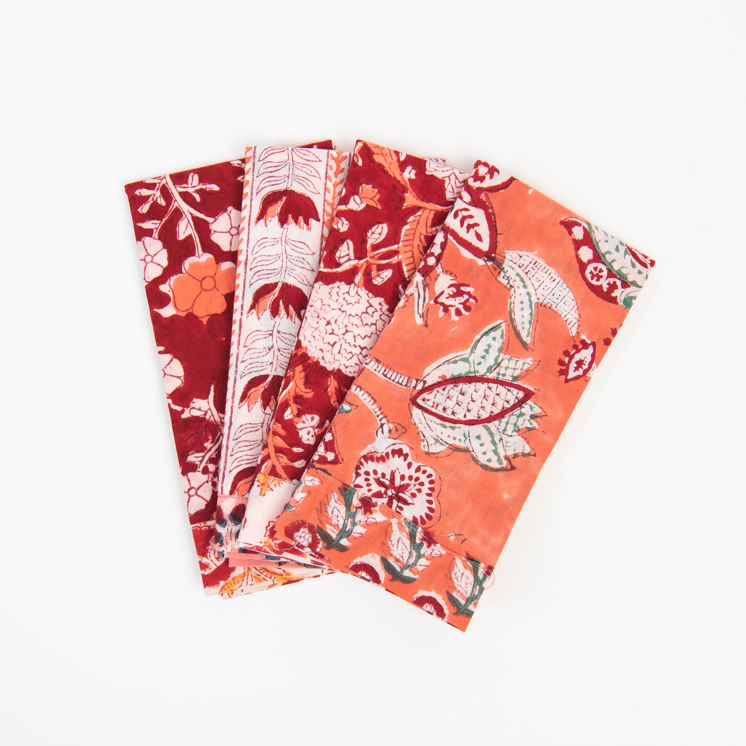 Vermont Handmade Napkins in Hibiscus on a white background at Addison West