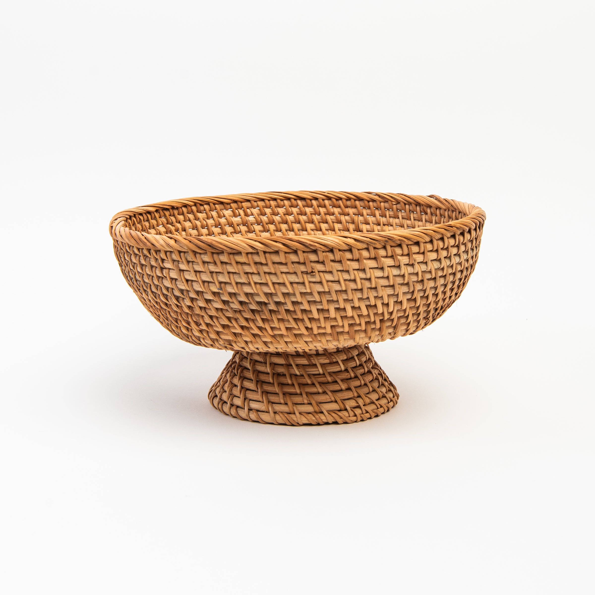 Large Rattan Footed Bowl on a white background at Addison West