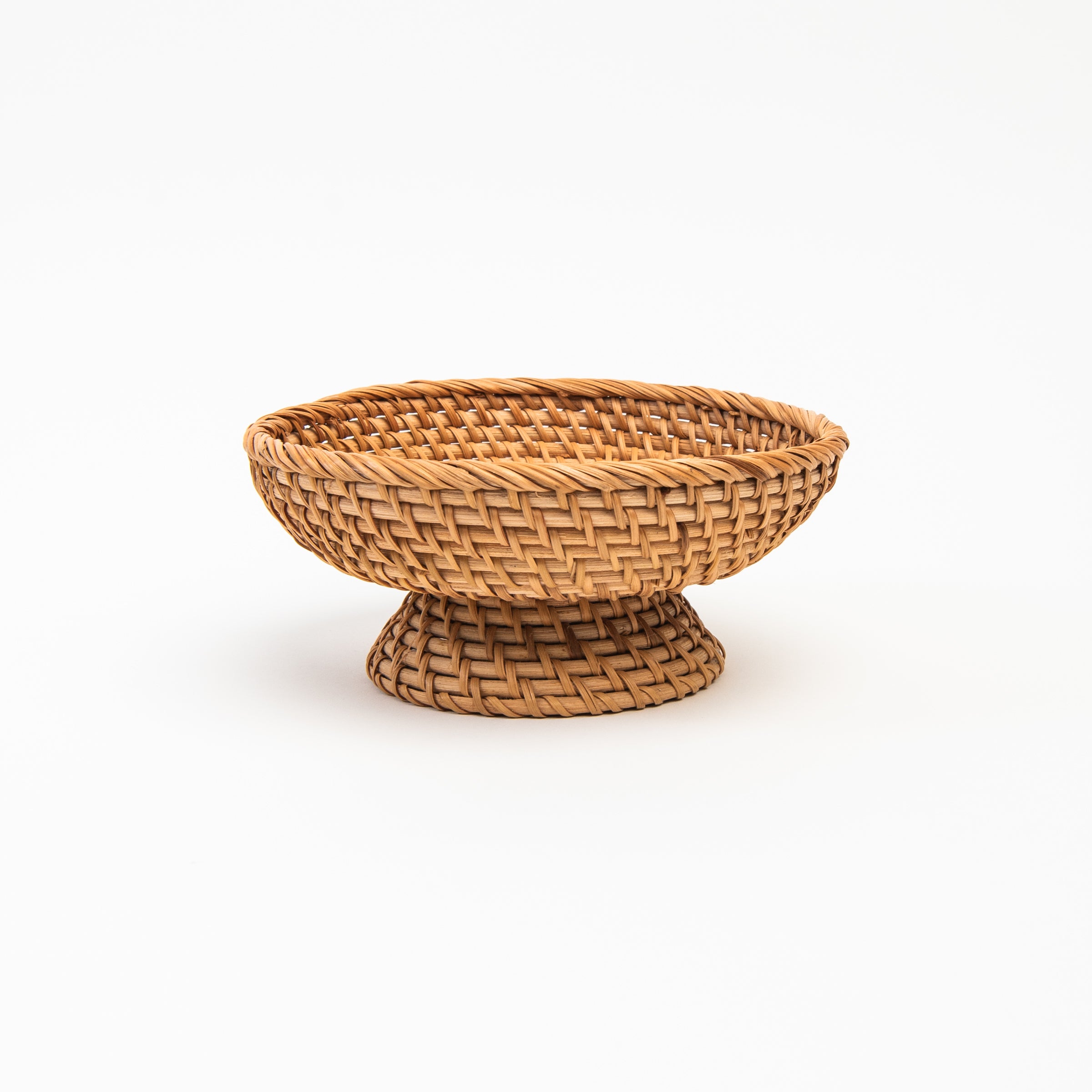 Small Rattan Footed Bowl on a white background at Addison West