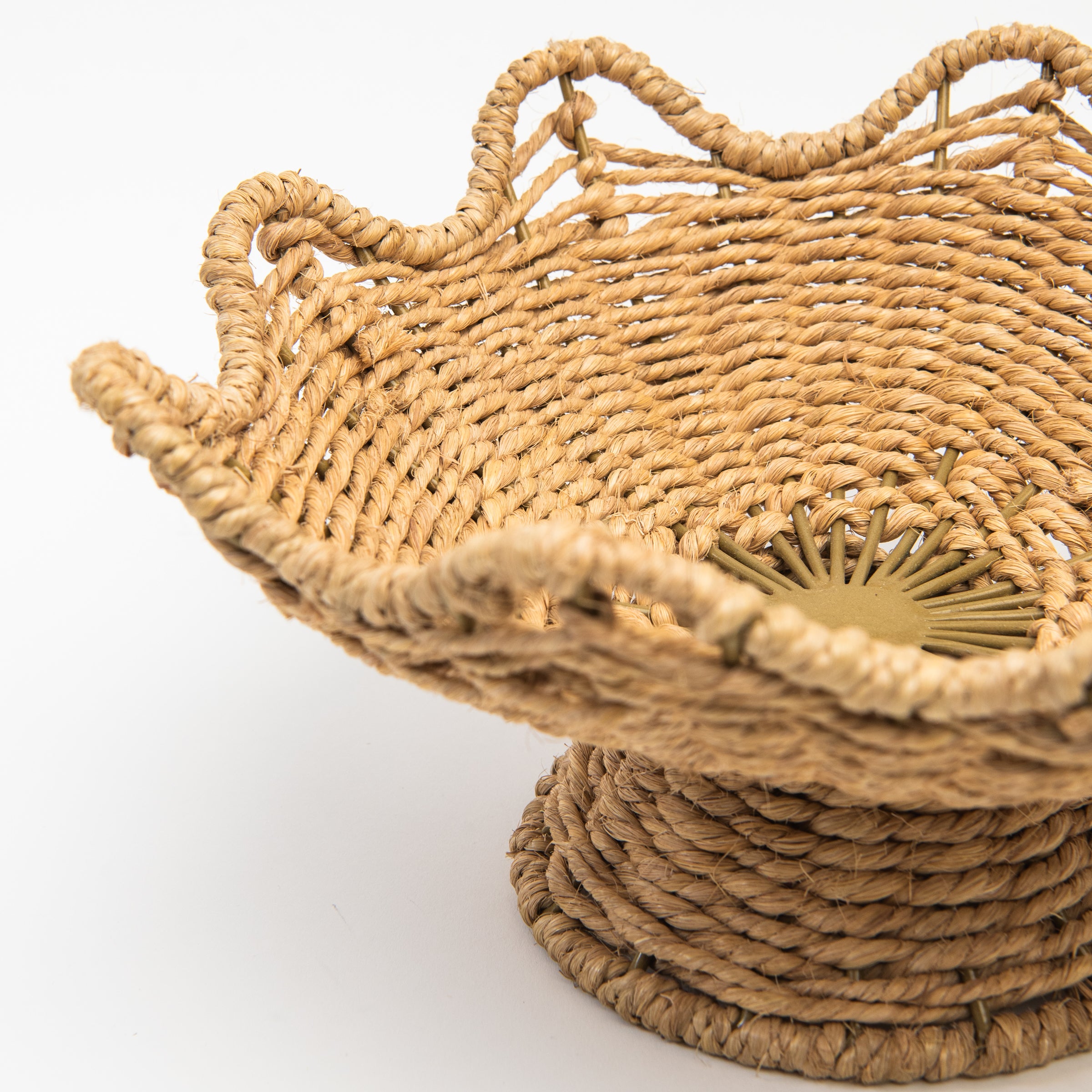 Close up of Cleo Scalloped Fruit Basket on a white background at Addison West