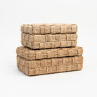 Large Natural Abaca Rope Hinged Box on a white background at Addison West