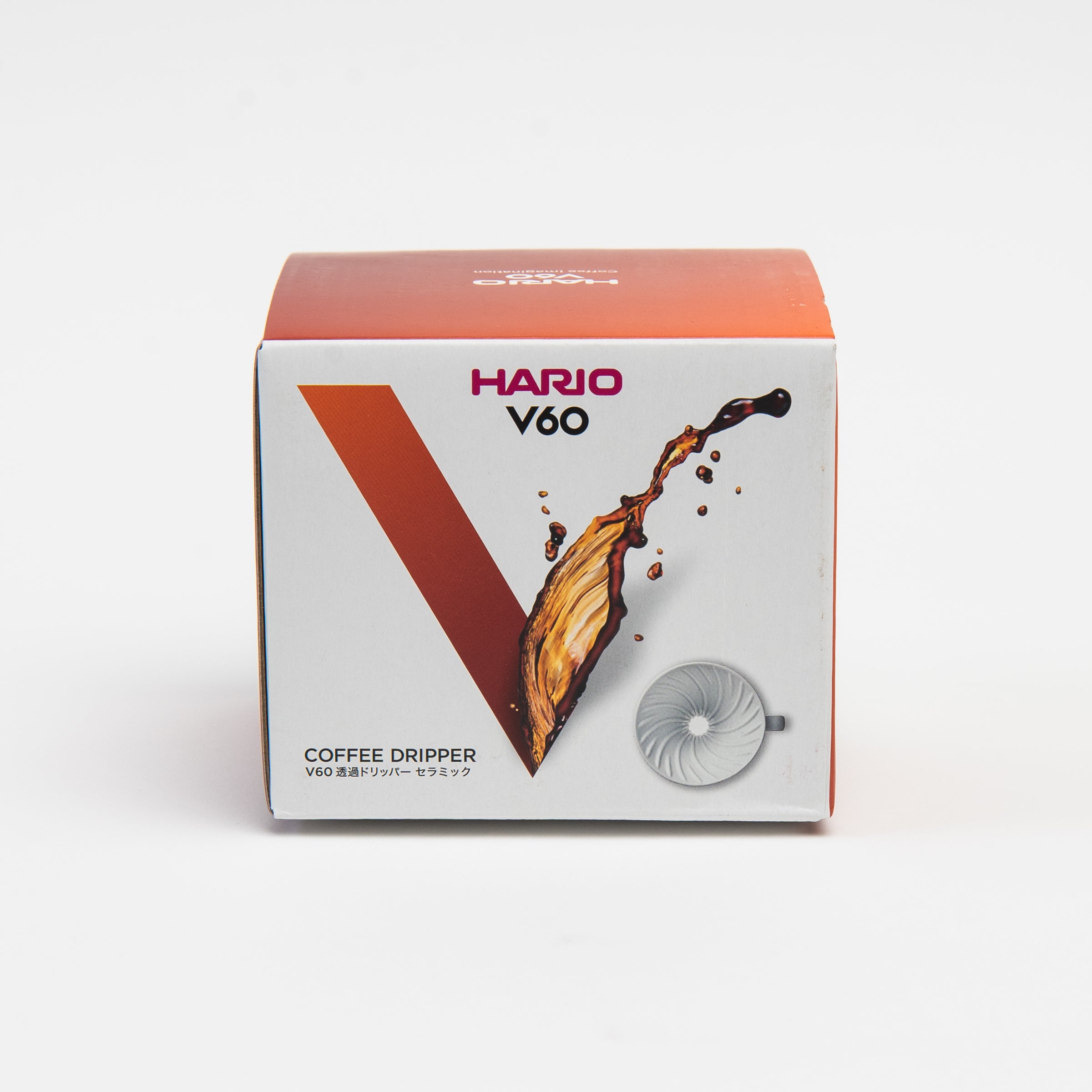 Hario V60 Ceramic Coffee Dripper 02 White on a white background at Addison West
